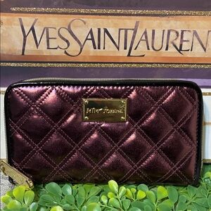 Betsey Johnson Metallic Purple Quilted Wallet